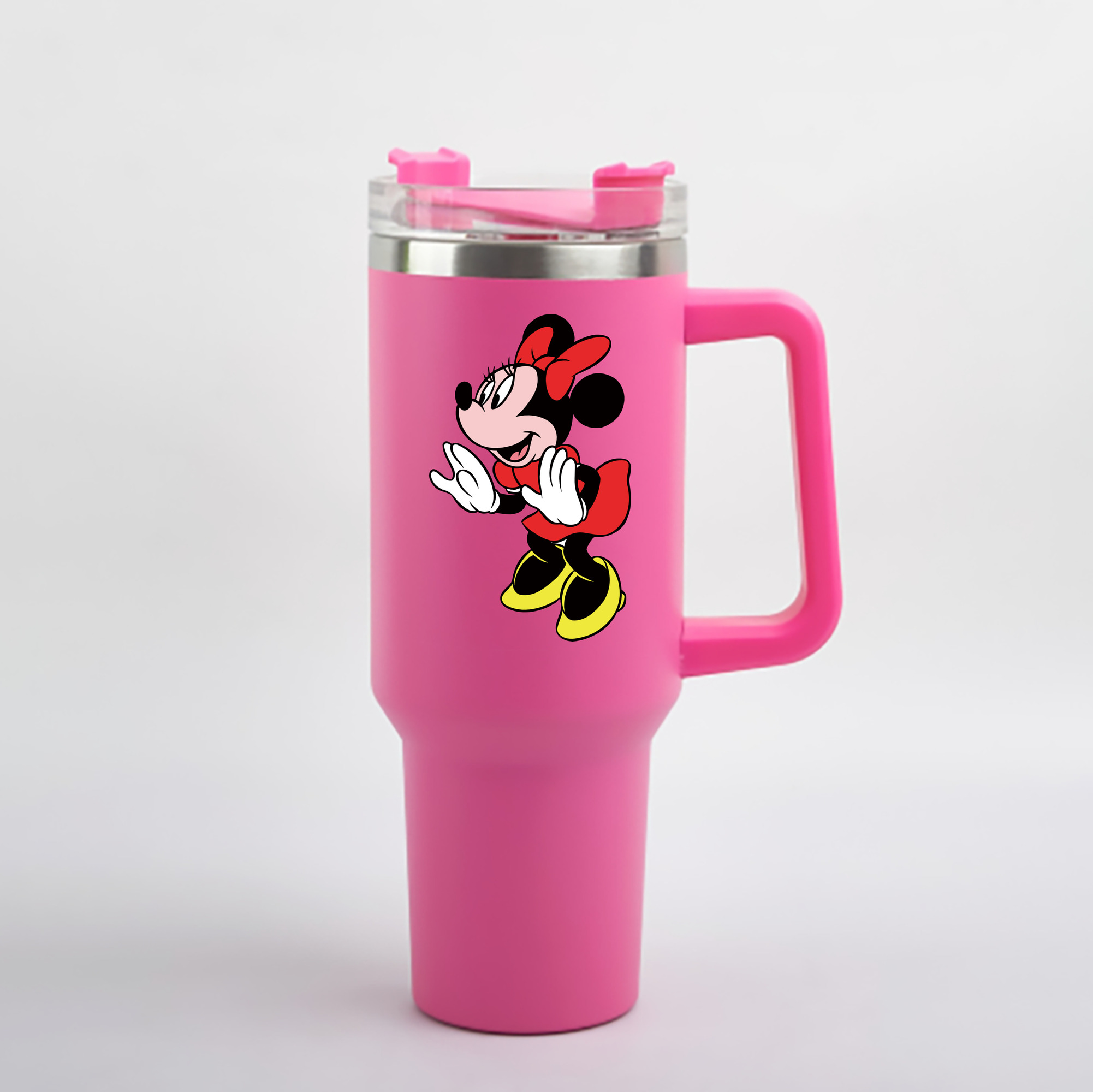 （画像用） ミッキーマウス Mickey Mouse 1200mL車用タンブラー - クリスタルステッカー（プラスチックストロー付き）